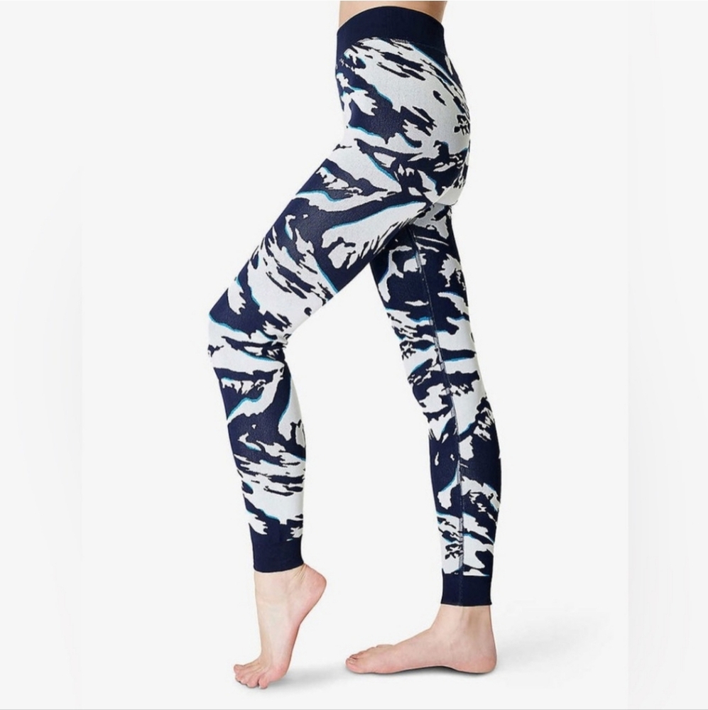 Sweaty Betty Navy, White & Teal Abstract-Print Leggings